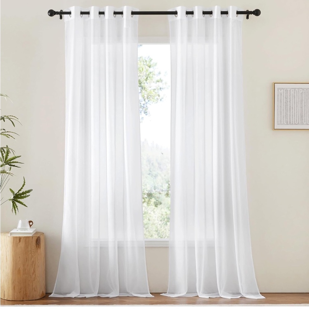 NWT White Sheer Curtains, 2 Panel Set